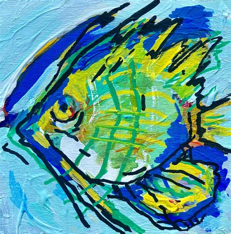 Original Abstract Fish Acrylic Paintings For Sale .